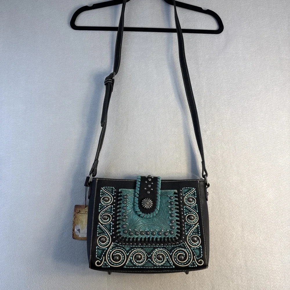 Montana West‎ Purse, Leather, Bling, Western, Crossbody, Shoulder, Turquiose